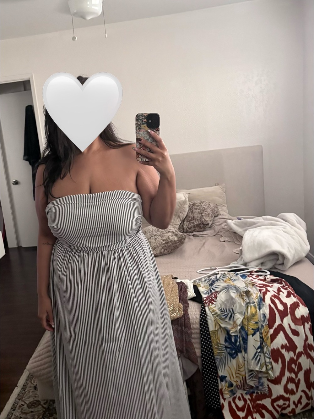 Strapless Black & White Stripe Maxi Dress - Classic Summer Style